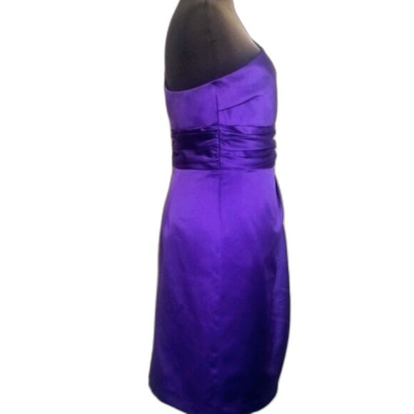 Davids Bridal Elegant One Shoulder Purple Midi Dress, NWOT, Size 8 - Picture 5 of 9